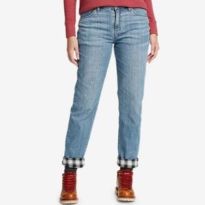 Eddie Bauer Light Blue Flannel Lined Boyfriend Jeans